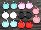 4pcs, 12mm Inner Setting,  High Quality Iron Material Pendant Cabochon - Choose your colour