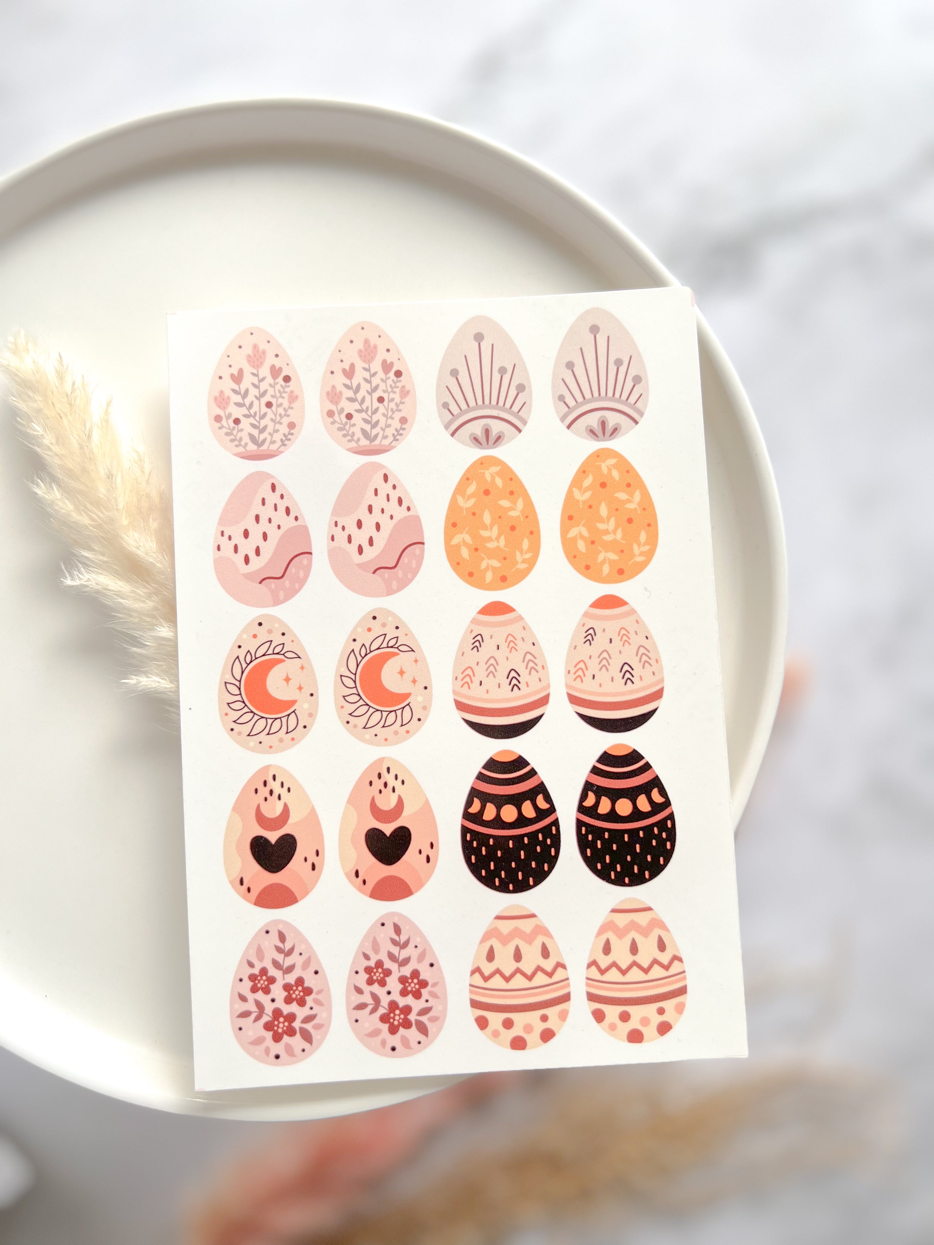 1 Sheet, Approx 13x90cm, Easter Egg Print Water Decal Image Transfer for Polymer Clay / Ceramics