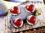 10pcs, 12mm Cabochons, in heart print