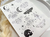 1 Sheet, Approx 14x90cm, Mystical Moth Mystical Themed Water Decal Image Transfer for Polymer Clay / Ceramics