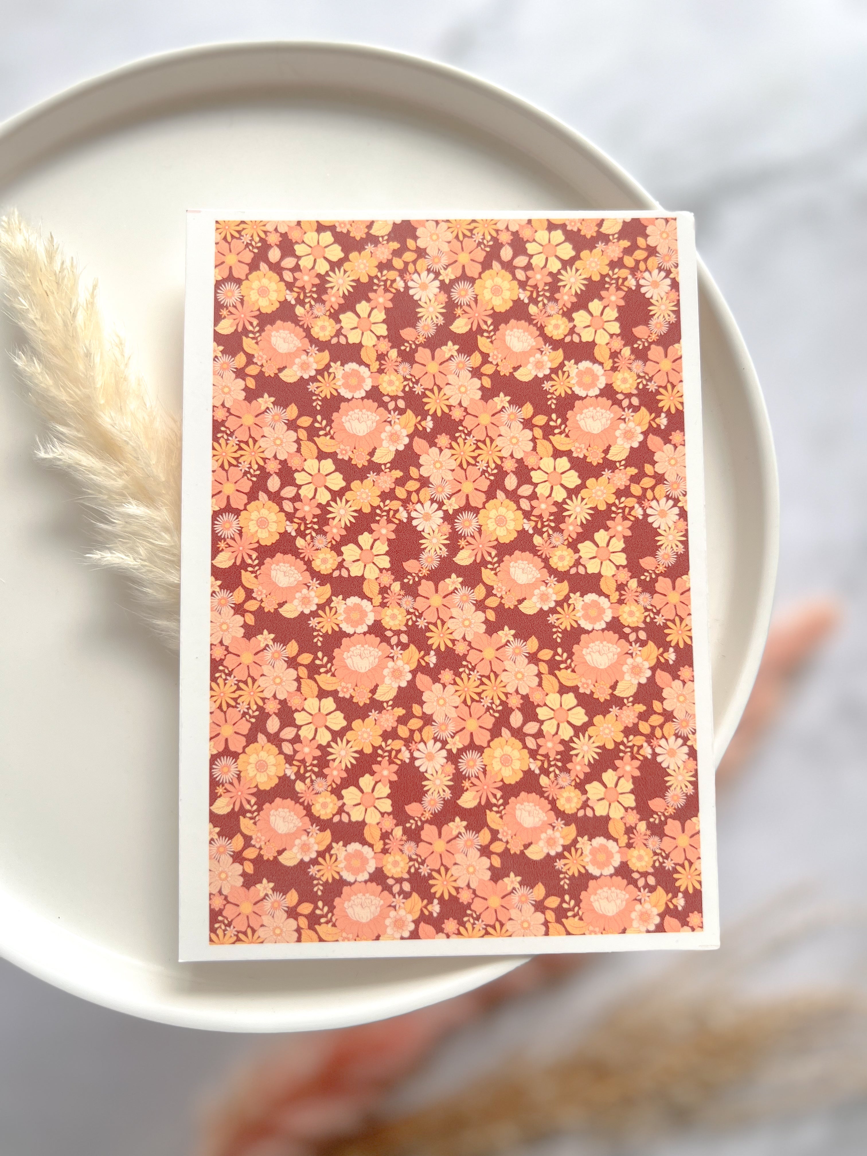 1 Sheet, Approx 13x90cm, Floral Print Water Decal Image Transfer for Polymer Clay / Ceramics