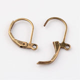 5 Pairs (10pcs), 15x10mm, Brass Lever Back Hoop Earrings, Nickle Free, Antique Bronze