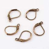 5 Pairs (10pcs), 15x10mm, Brass Lever Back Hoop Earrings, Nickle Free, Antique Bronze