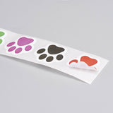 1 roll (500pcs/roll), 25mm, Paw Print Stickers Labels in Multi-colour