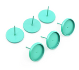 4pcs, 12mm Tray, Color Plated Earring Studs / Settings, Earrings Blank, Lead free and nickel free in Turquoise