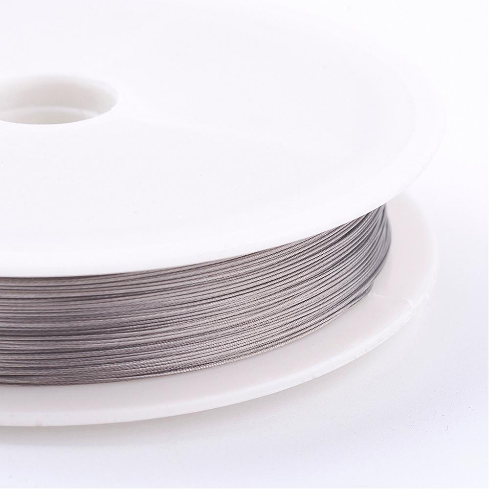 Tiger Tail Beading Wire, Nylon Coated Steel Wire, Light Grey, 1 Roll (approx 50m)