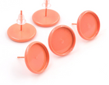 4pcs, 12mm Tray, Color Plated Earring Studs / Settings, Earrings Blank, Lead free and nickel free in Yellow Orange